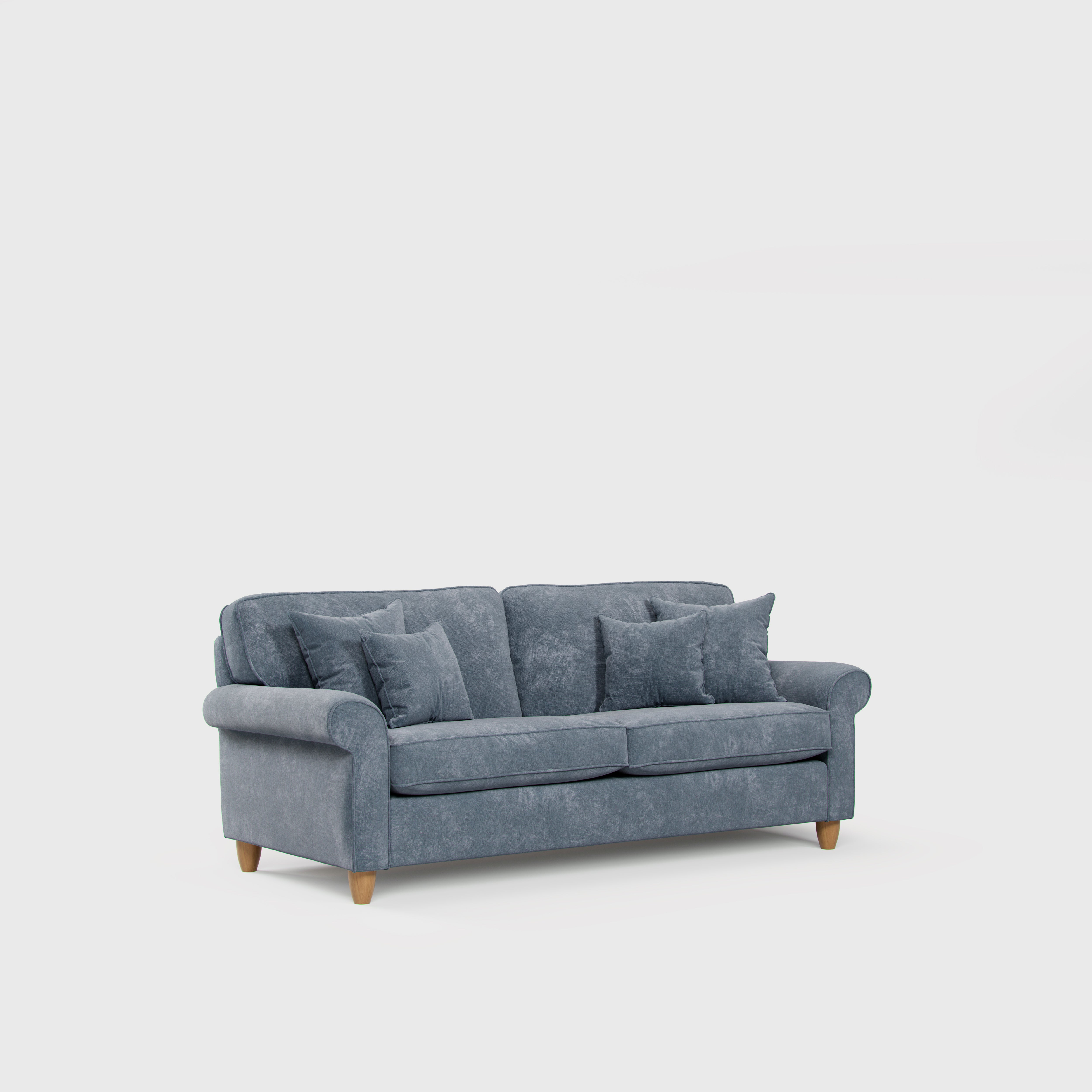 Model 33 - 2 Seater Sofa - Fabric Sofa with Rolled Arms & Scatter Cushions