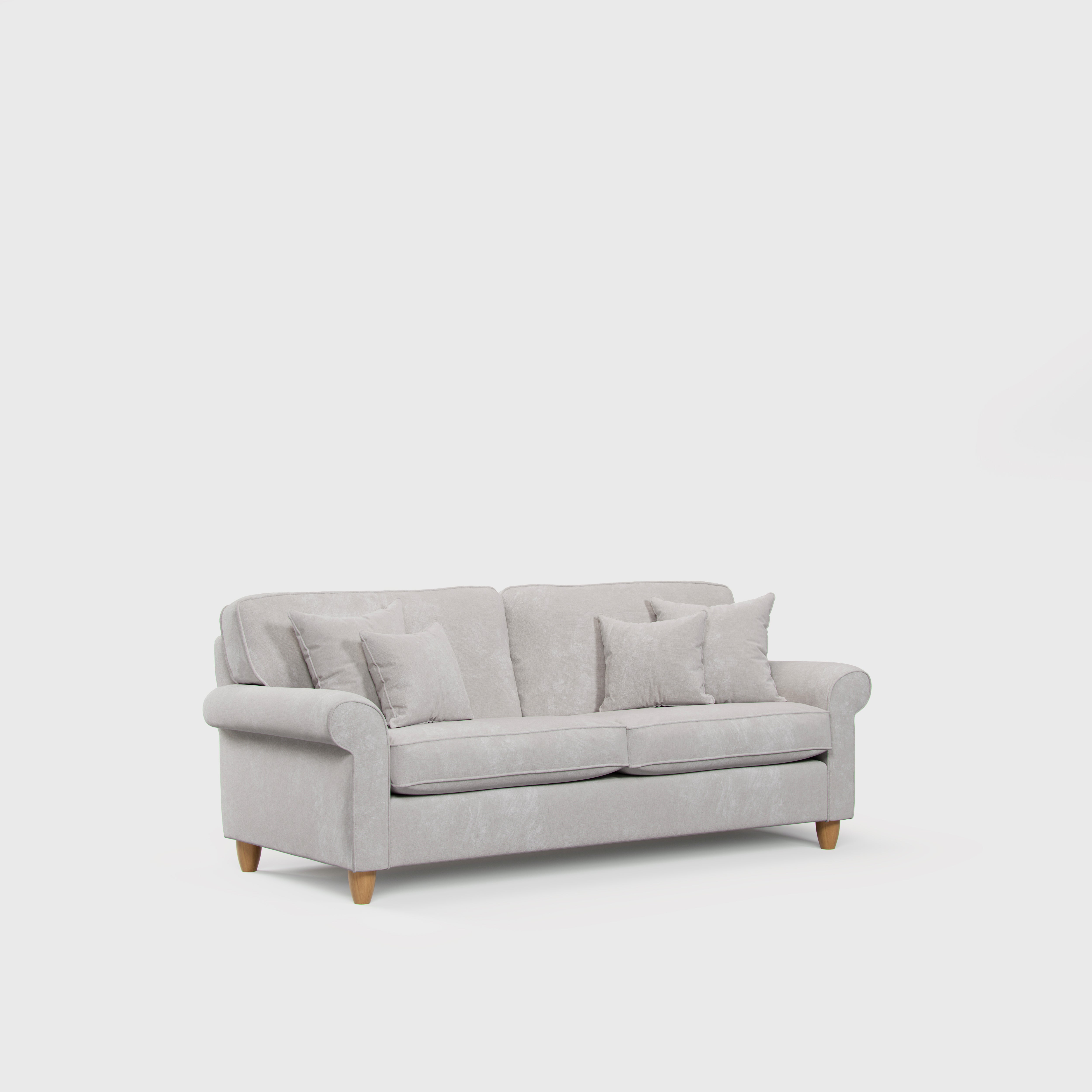 Model 33 - 2 Seater Sofa - Fabric Sofa with Rolled Arms & Scatter Cushions