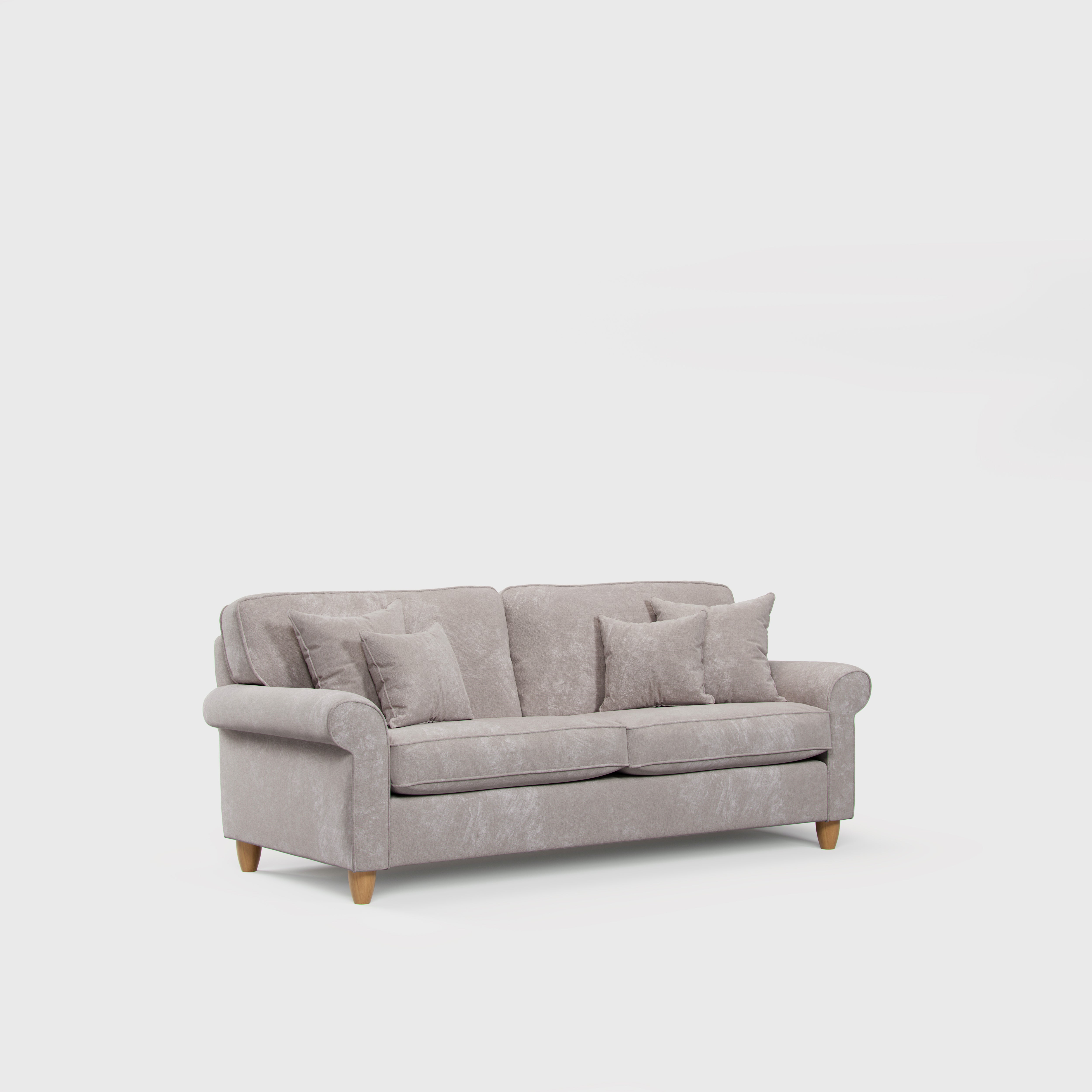 Model 33 - 2 Seater Sofa - Fabric Sofa with Rolled Arms & Scatter Cushions