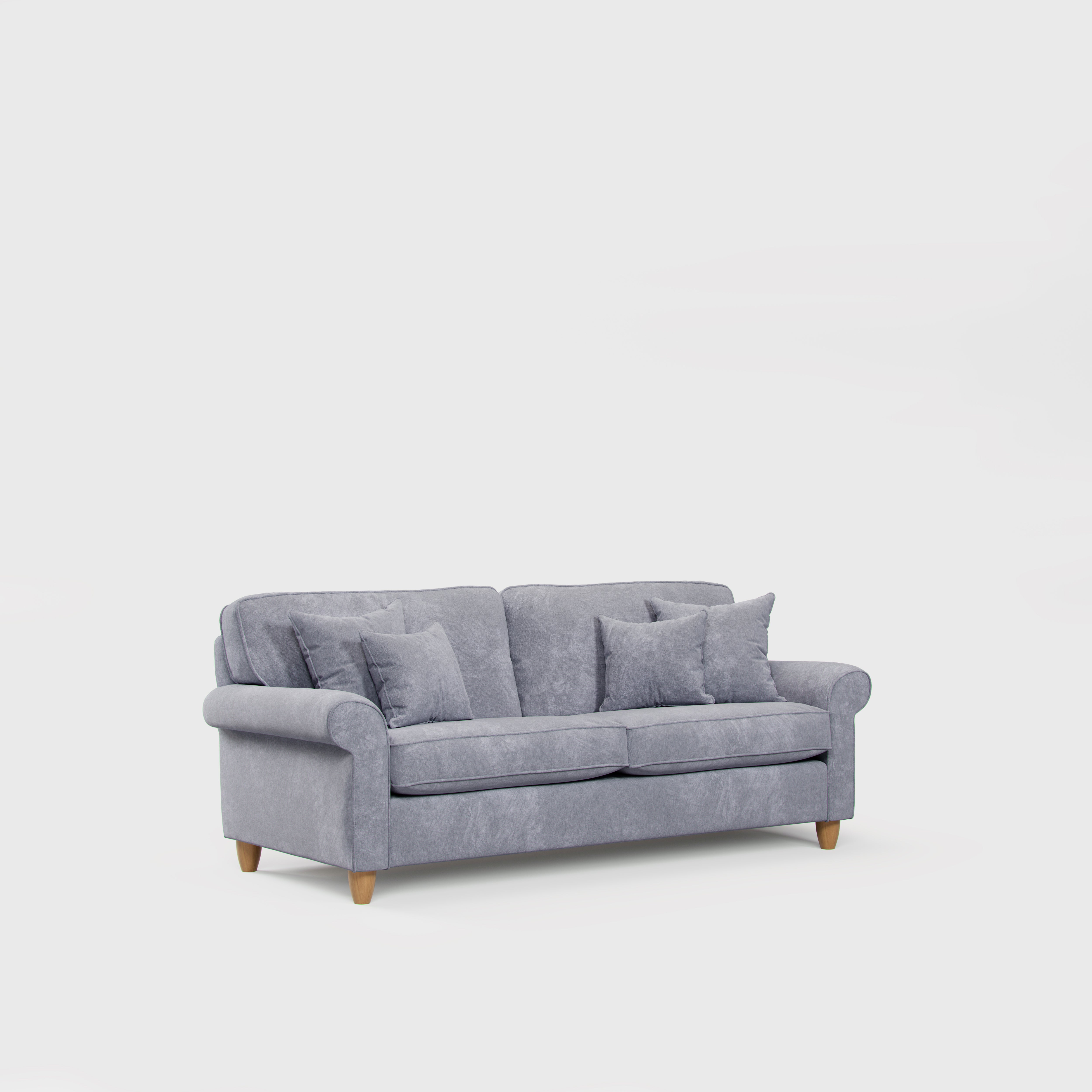 Model 33 - 2 Seater Sofa - Fabric Sofa with Rolled Arms & Scatter Cushions