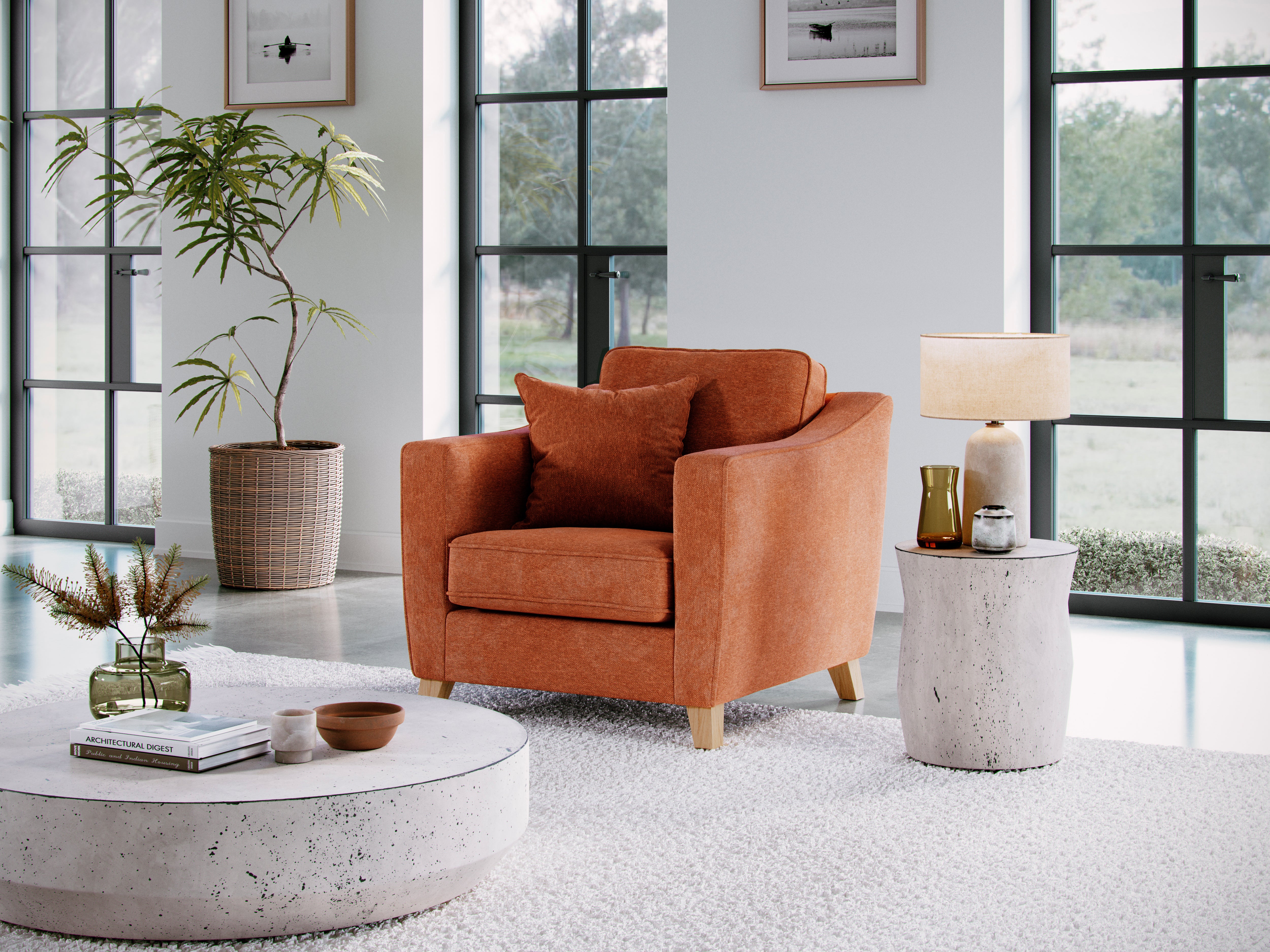 Model 35 - 1 Seater Sofa Comfortable Armchair – Modern Accent Chair with Wooden Legs
