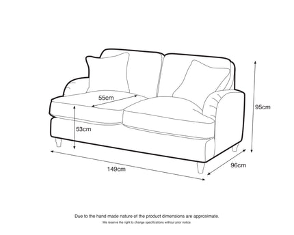 Model 01 – 02 Seater sofa – Modern Sofa with Cushions – Stylish Upholstered Loveseat for Living Room