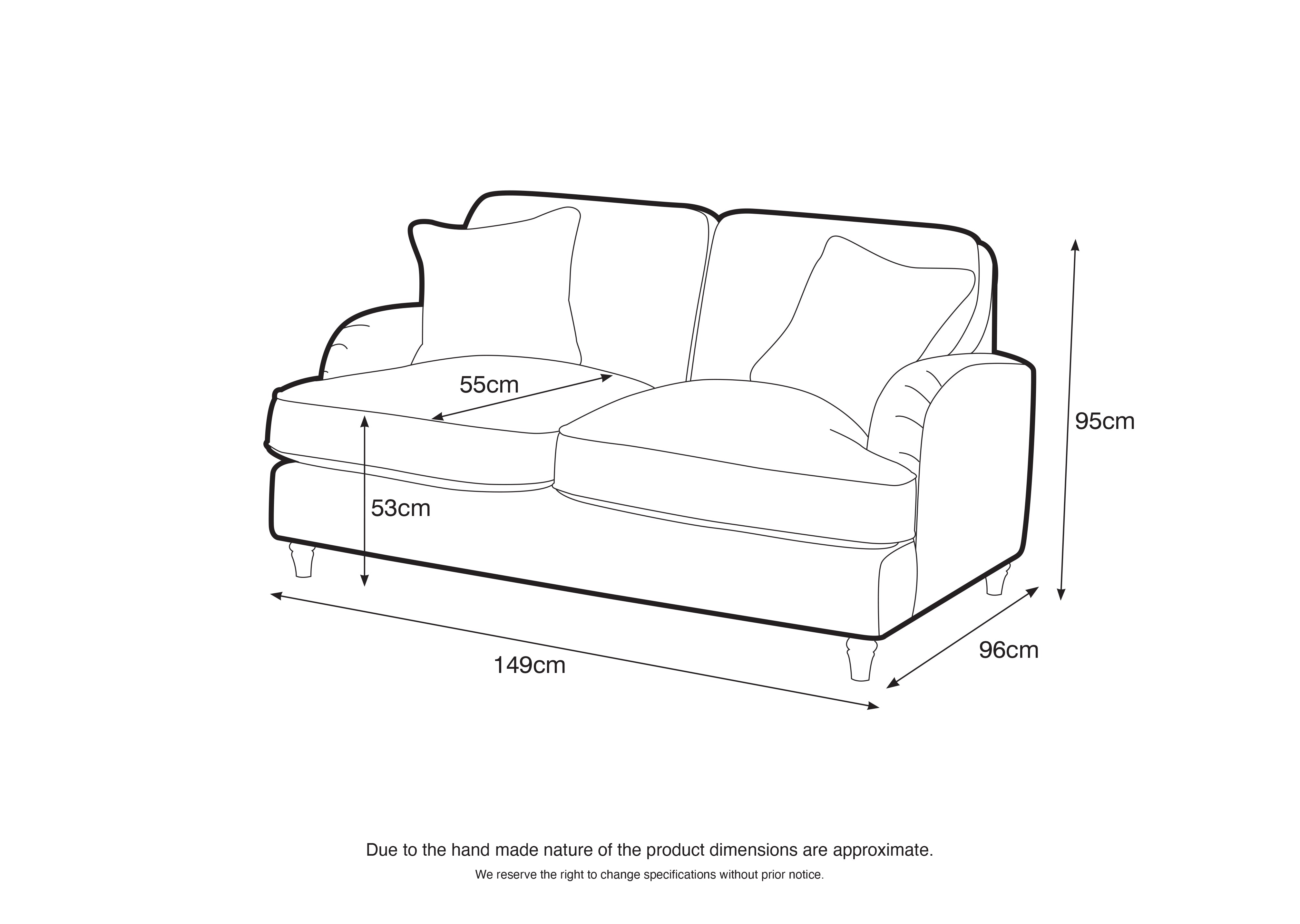Model 01 – 02 Seater sofa – Modern Sofa with Cushions – Stylish Upholstered Loveseat for Living Room