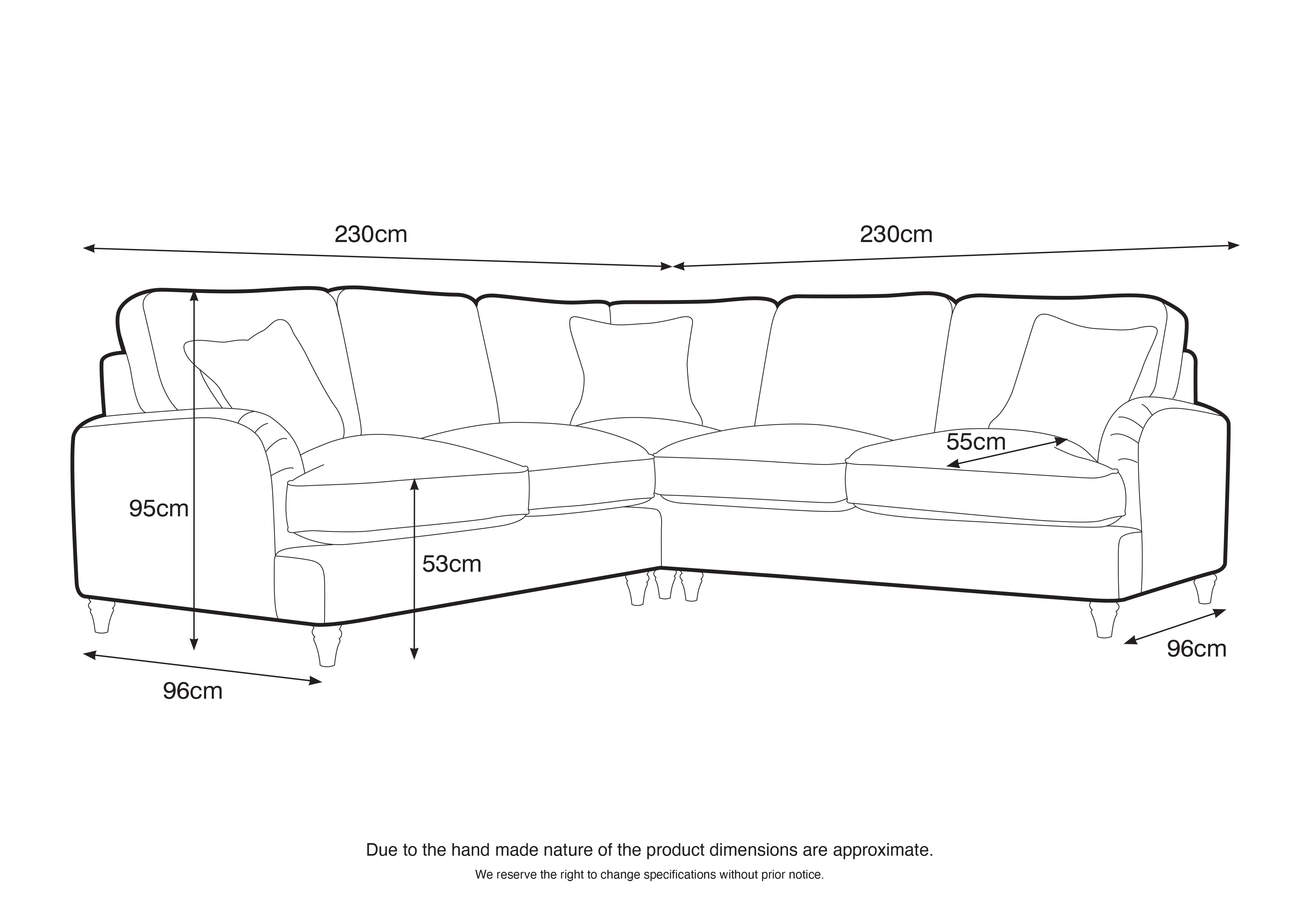 Model 01 – 4 Seater Sofa – Comfortable L-Shaped Sectional with Six Color Variations
