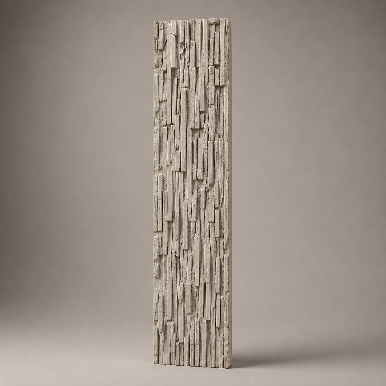 Wall panel stone textured PU wall panel in limestone ash color - 240cm x 60cm