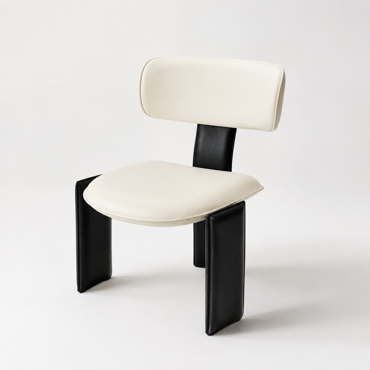Dining chair White leather with black leather
