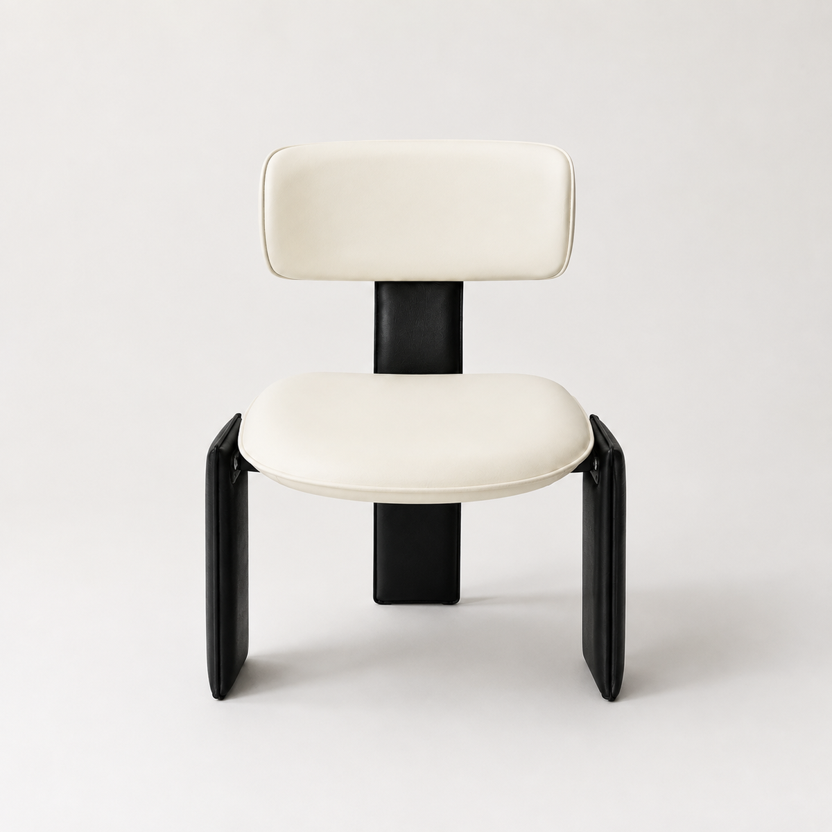 Dining chair White leather with black leather