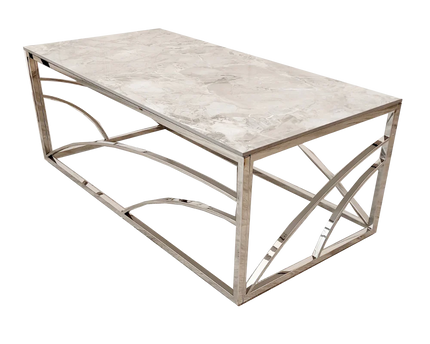 Stella Chrome Coffee Table with Stomach Ash Grey Sintered Top
