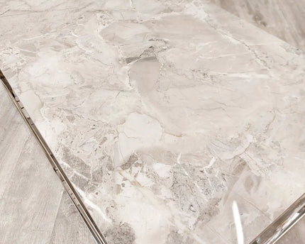 Stella Chrome Coffee Table with Stomach Ash Grey Sintered Top