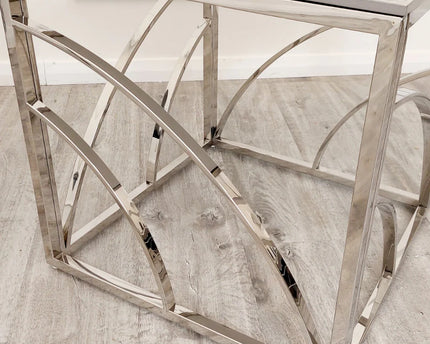 Stella Chrome Lamp Table with Stomach Ash Grey Sintered Top