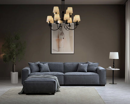 Aluxo Dakota 4 seater with Chaise in Charcoal Boucle