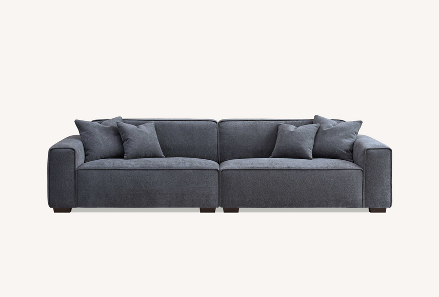 Aluxo Dakota 4 seater with Chaise in Charcoal Boucle