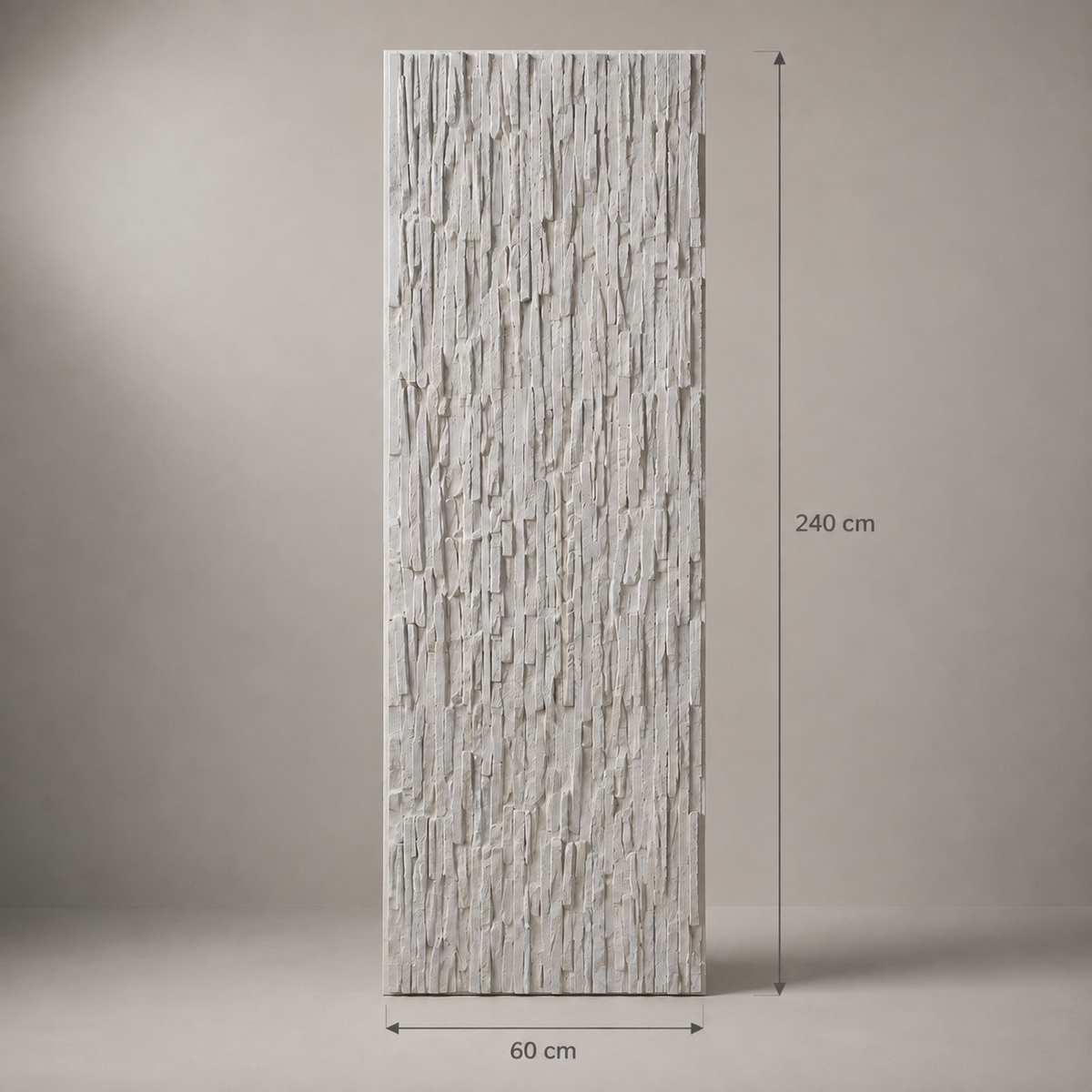 Wall panel stone textured PU wall panel in snow white color - 240cm x 60cm