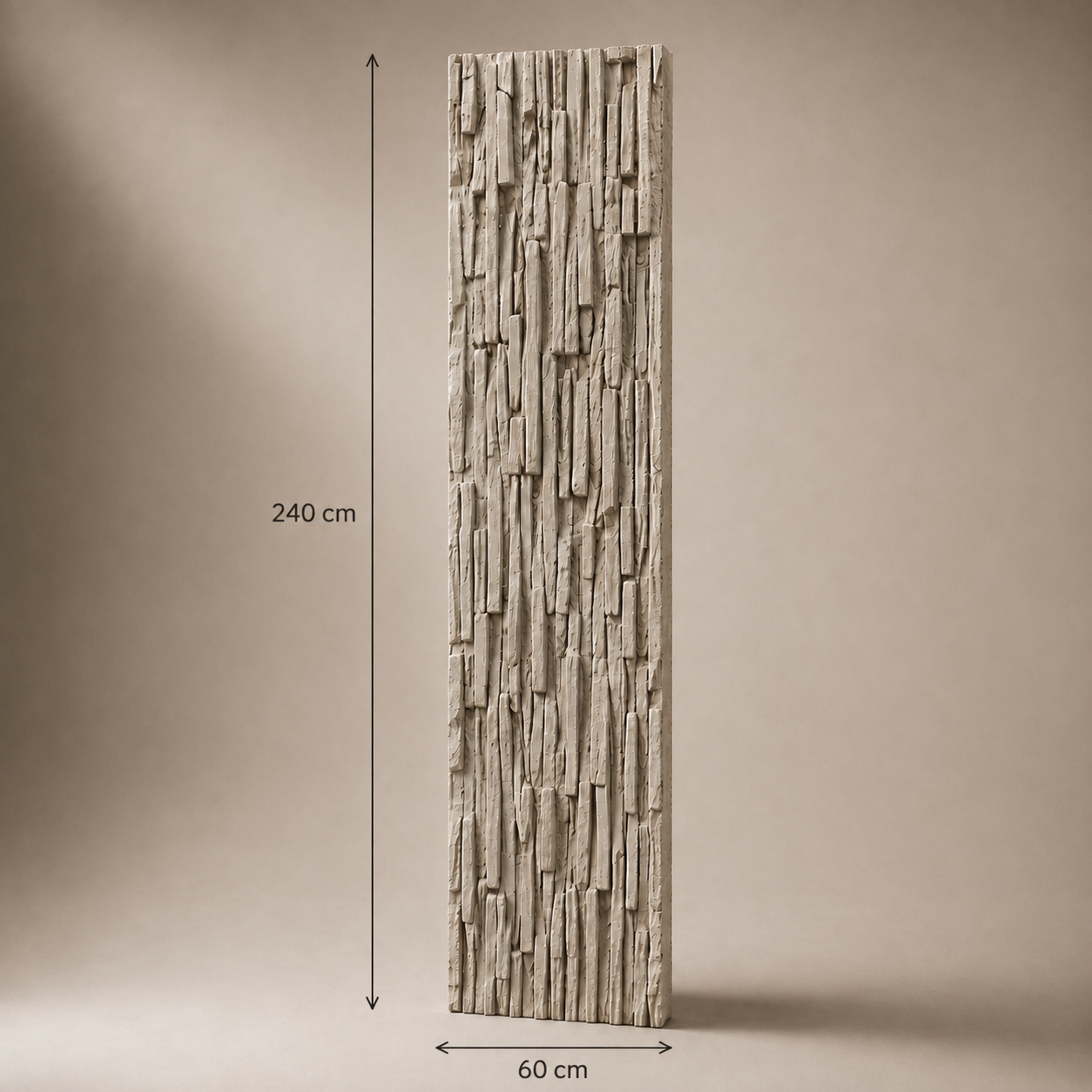 Wall panel stone textured PU wall panel in limestone ash color - 240cm x 60cm