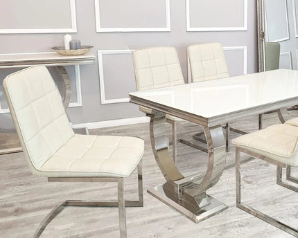 Tara Faux Leather Dining Chair ALL COLOURS with plain Back & Stitch Detail