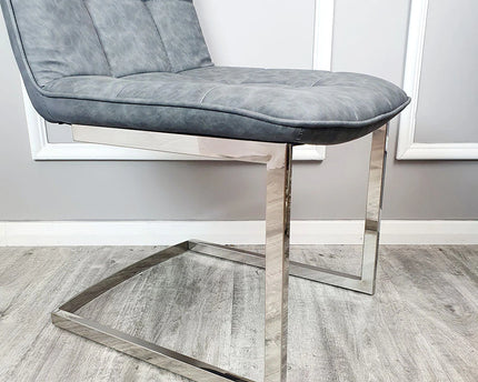 Tara Faux Leather Dining Chair ALL COLOURS with plain Back & Stitch Detail