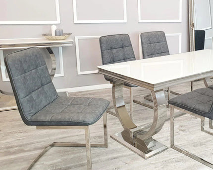 Tara Faux Leather Dining Chair ALL COLOURS with plain Back & Stitch Detail