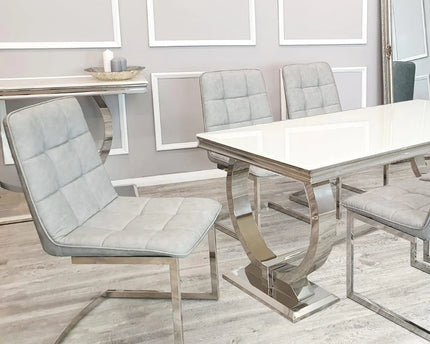 Tara Faux Leather Dining Chair ALL COLOURS with plain Back & Stitch Detail