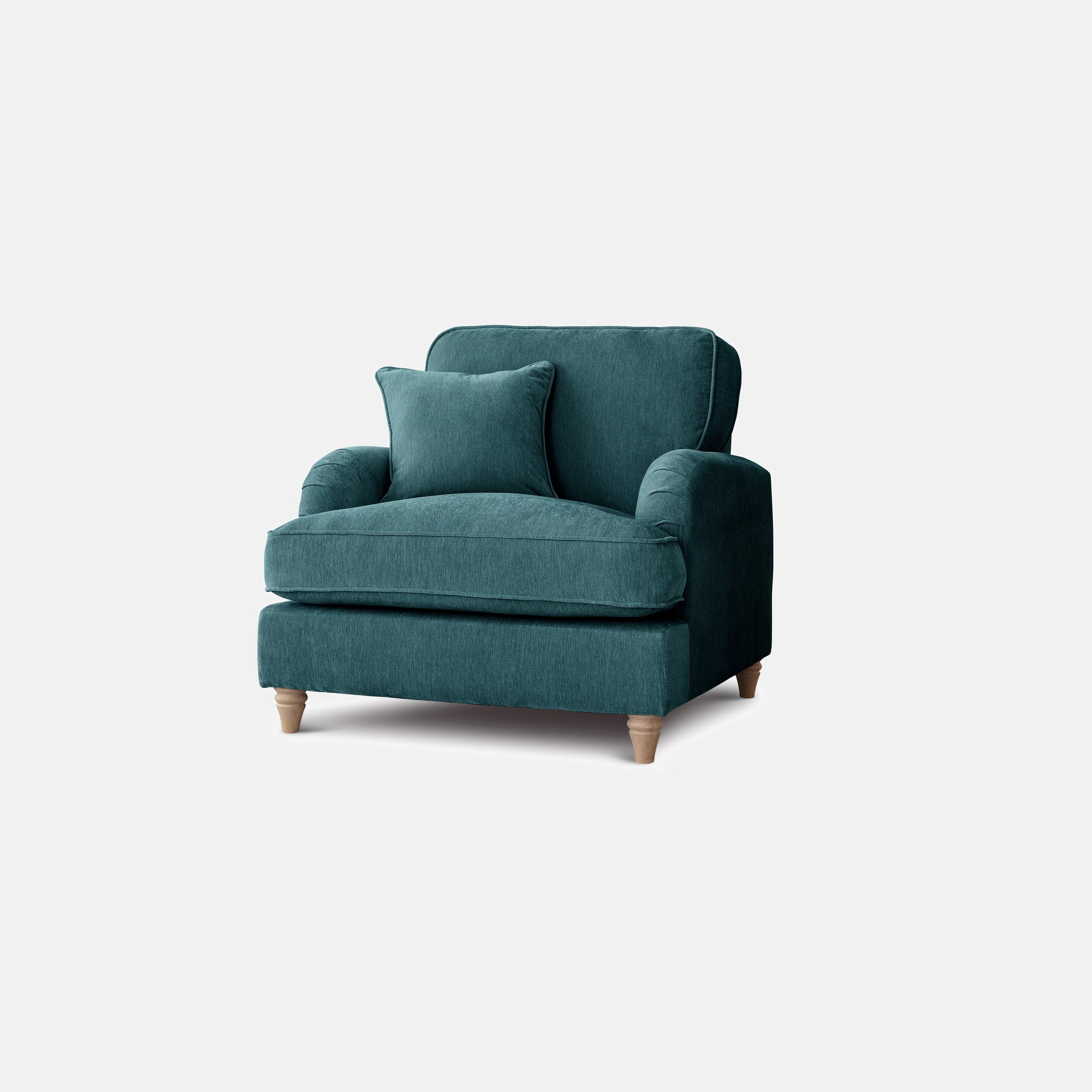 Model 01 – 01 Seater sofa – Teal Fabric Lounge Chair with Cushion | Modern Comfortable Accent Chair