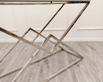 Vesta Chrome Console Table with Stomach Ash Sintered Stone Top