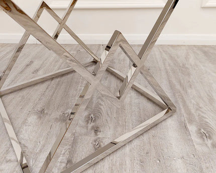 Vesta Chrome Lamp Table with Stomach Ash Sintered Stone Top