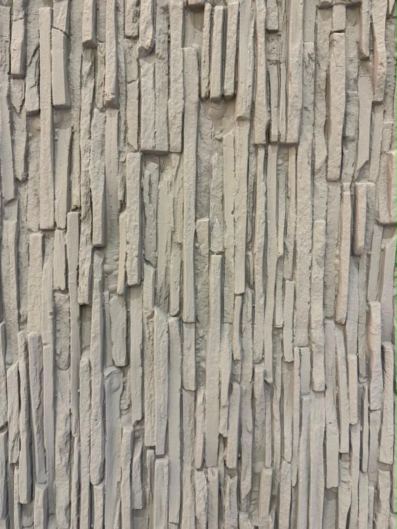 Wall panel stone textured PU wall panel in limestone ash color - 240cm x 60cm