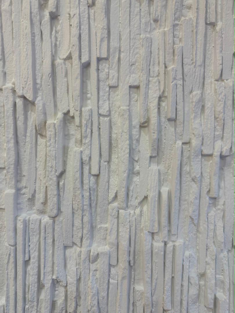 Wall panel stone textured PU wall panel in snow white color - 240cm x 60cm
