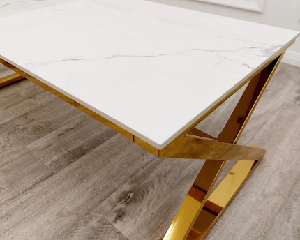 Azure Gold Coffee Table with Polar White Sintered Top