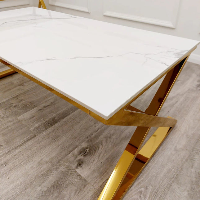 Azure Gold Coffee Table with Polar White Sintered Top