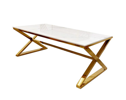 Zion Gold Coffee Table with Polar White Sintered Top