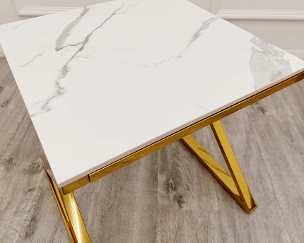Zion Gold Lamp Table with Polar White Sintered Top