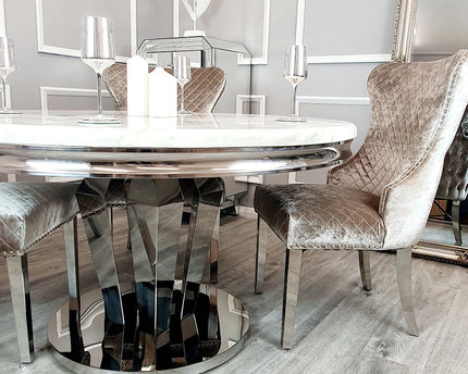 Chelsea Dining Chair ALL COLOURS with Lion Knocker & Buttoned Back