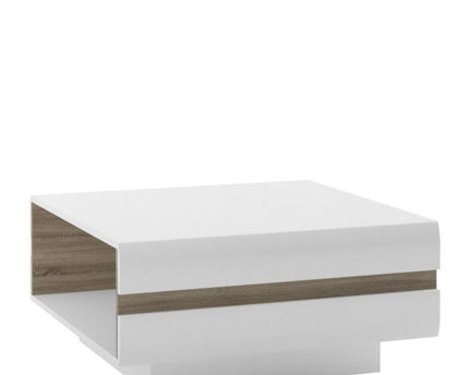 Chelsea Living Small Designer Coffee Table in White with a Truffle Oak Trim