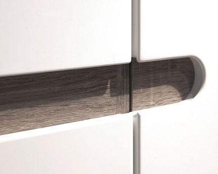 Chelsea Bedroom 2 Door Wardrobe in White with a Truffle Oak Trim
