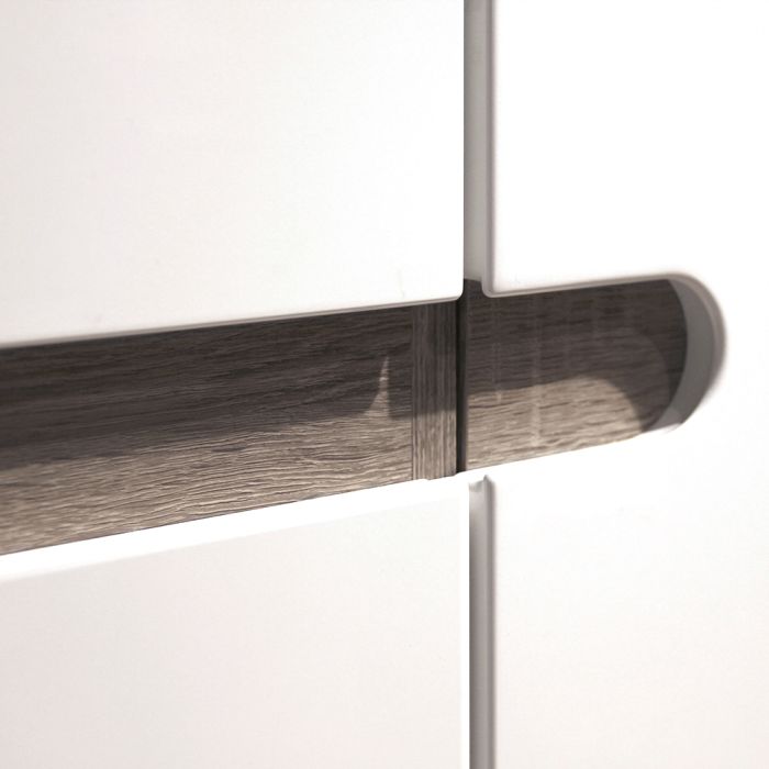 Chelsea Bedroom 2 Door Wardrobe in White with a Truffle Oak Trim