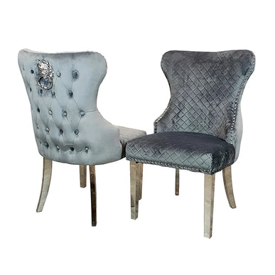 Chelsea Dining Chair ALL COLOURS with Lion Knocker & Buttoned Back