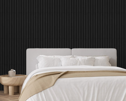 Dark Grey Decorative Acoustic Slat Wall Panel - 2400mm x 600mm