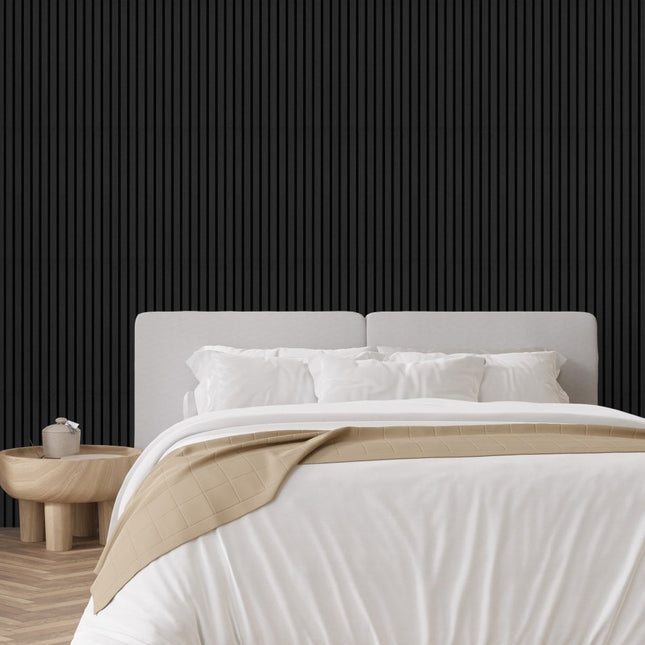 Dark Grey Decorative Acoustic Slat Wall Panel - 2400mm x 600mm