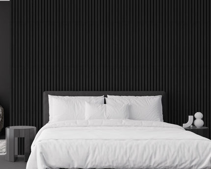 Dark Grey Decorative Acoustic Slat Wall Panel - 2400mm x 600mm