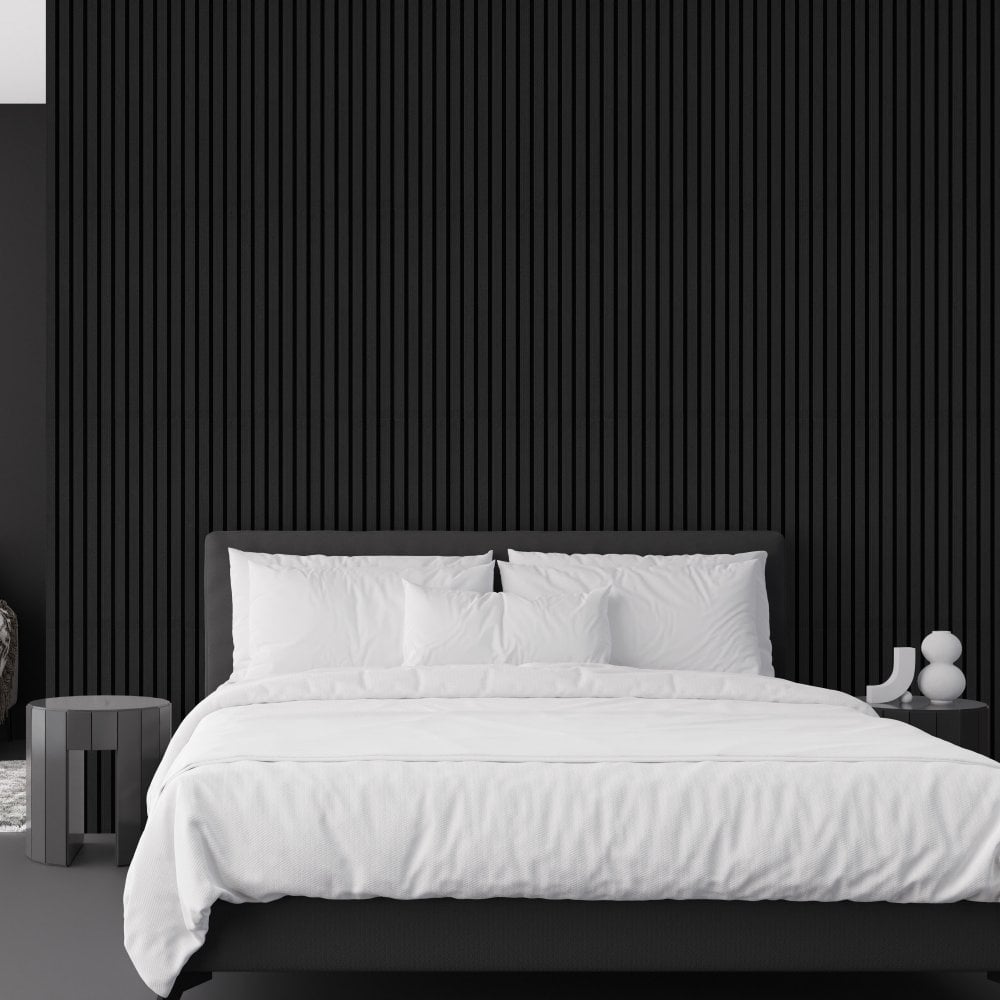 Dark Grey Decorative Acoustic Slat Wall Panel - 2400mm x 600mm