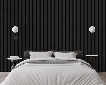 Dark Grey Decorative Acoustic Slat Wall Panel - 2400mm x 600mm