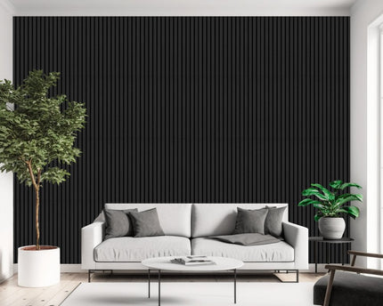 Dark Grey Decorative Acoustic Slat Wall Panel - 2400mm x 600mm