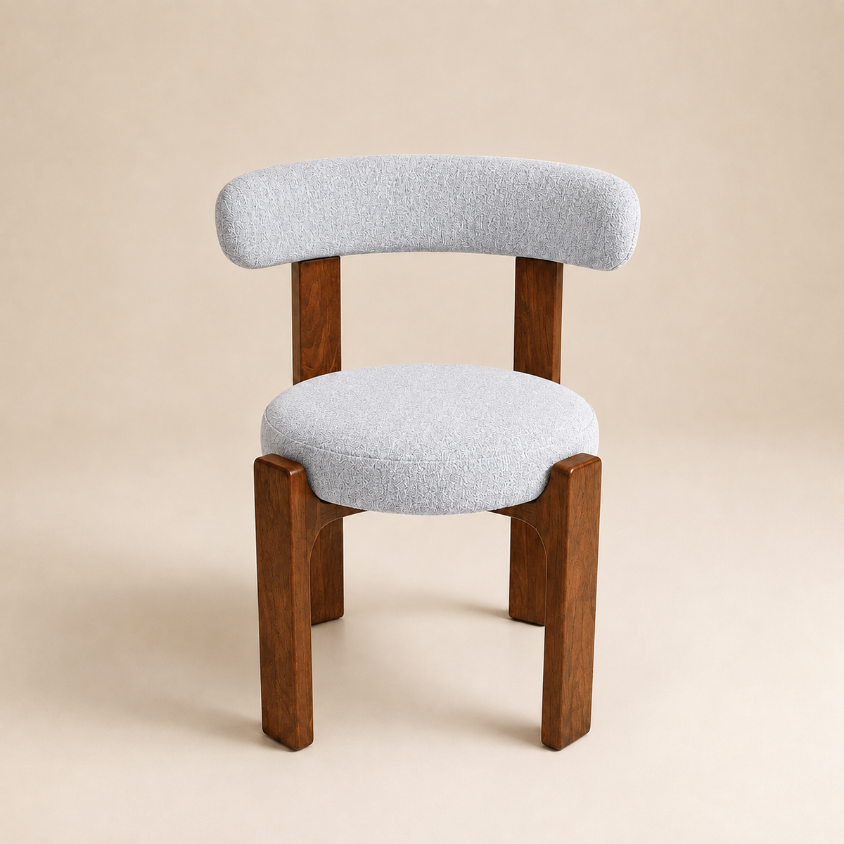 Dining chair -light grey teddy bear fabric with walnut base