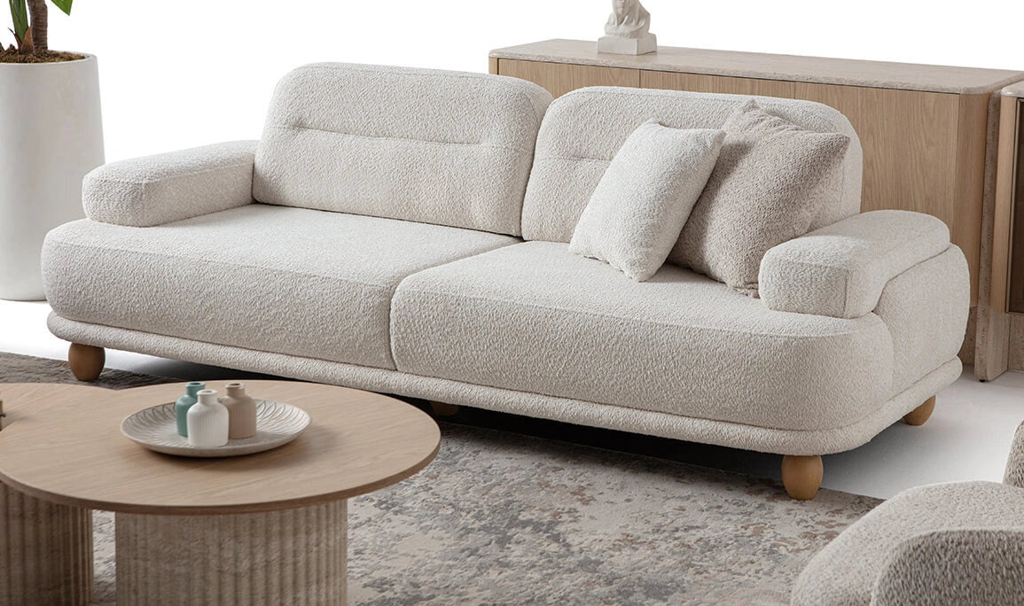 İSTANBUL GRUP Tons Cream Three-Seater Sofa