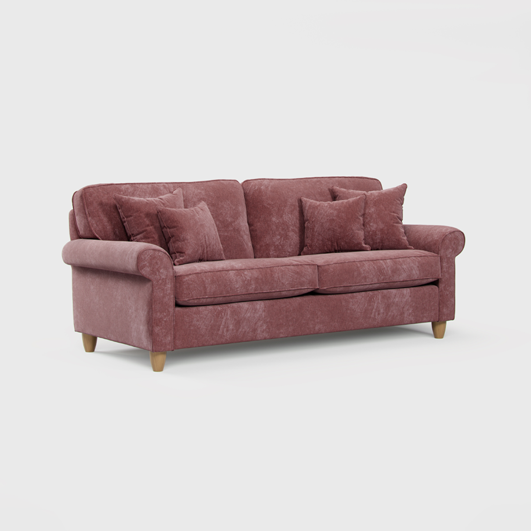 Model 33 - 2 Seater Sofa - Fabric Sofa with Rolled Arms & Scatter Cushions