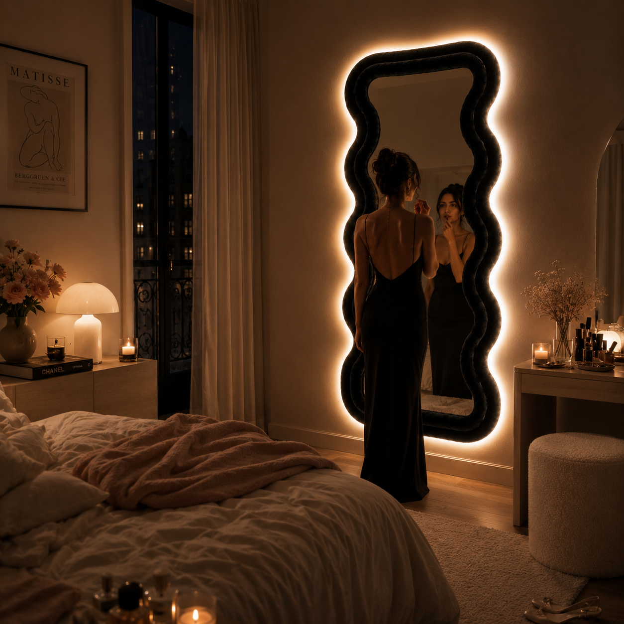 LED Sculptural Wave Boucle Mirror