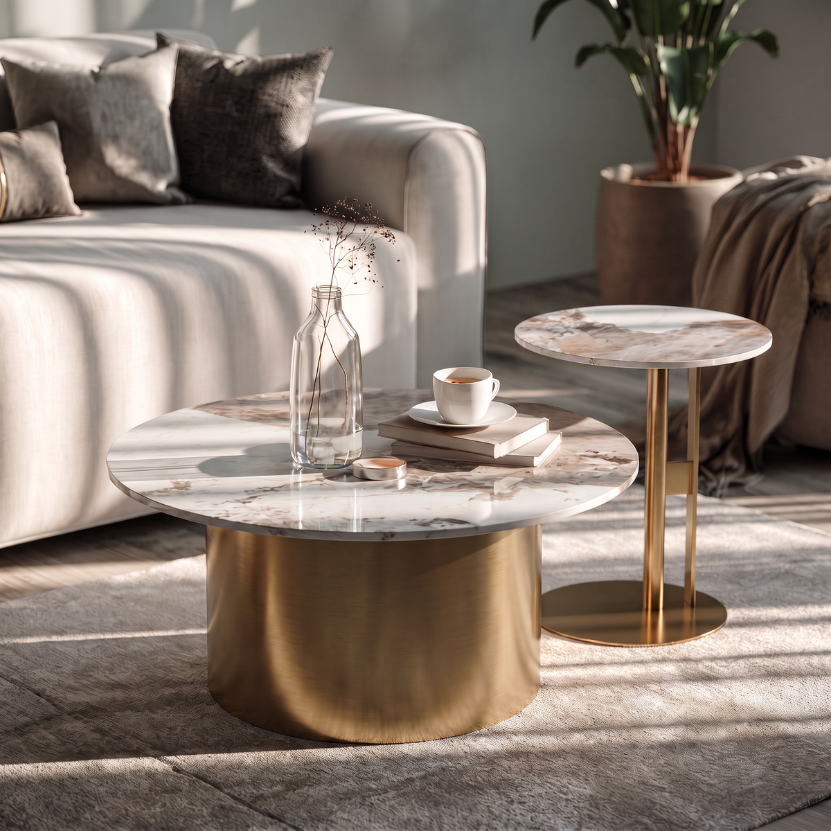 Gold duo coffee table