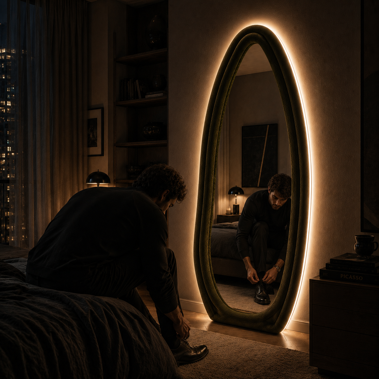 LED Boucle Full Length Mirror