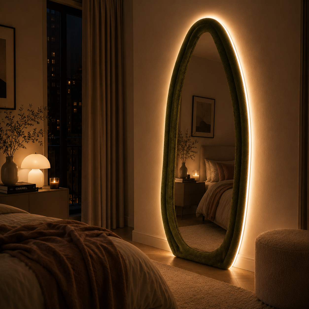 LED Boucle Full Length Mirror