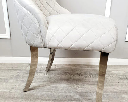 Kate Dining Chair ALL COLOURS with Chrome Clasp & Quilted Back